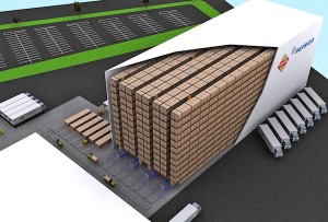 Model of Dematic's high bay warehouse for Smith's Snackfood